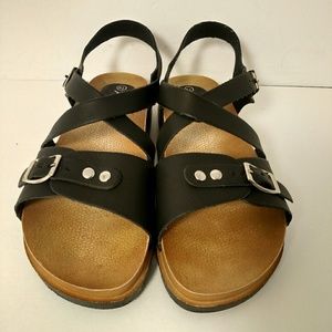 Anna Black Buckled Front Sandles Size 6 1/2
